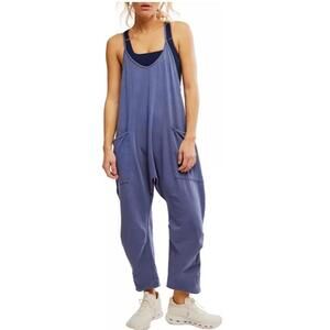 FP Movement Hot Shot Romper Size L Misty Blue Free People Oversized Jumpsuit